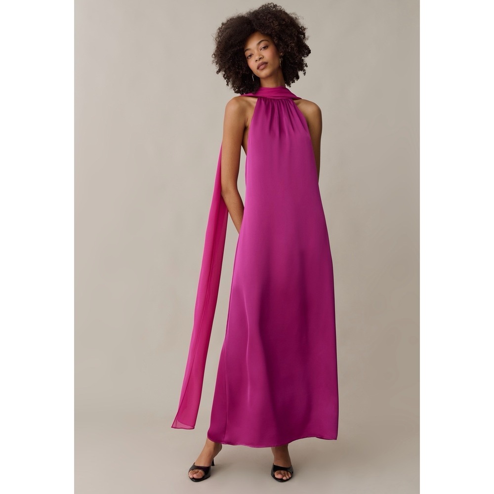 O.P.T Alessia Dress inOrchid Chiffon Neck Scarf Open  Back Medium NWT